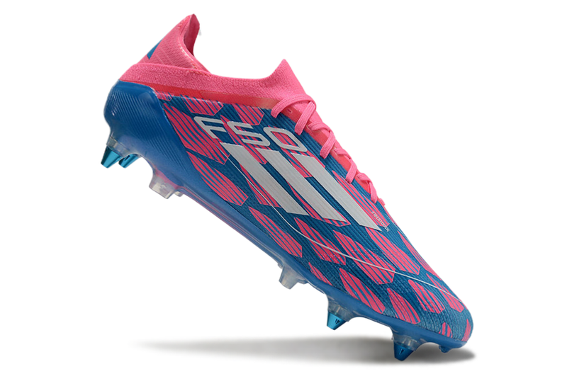 Chuteira Campo Adidas F50 Ponta de Aluminio Azul e Rosa