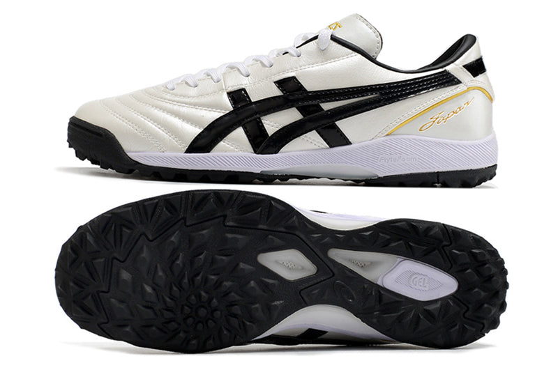 Chuteira Society Asics Japan TF Bege e Preta