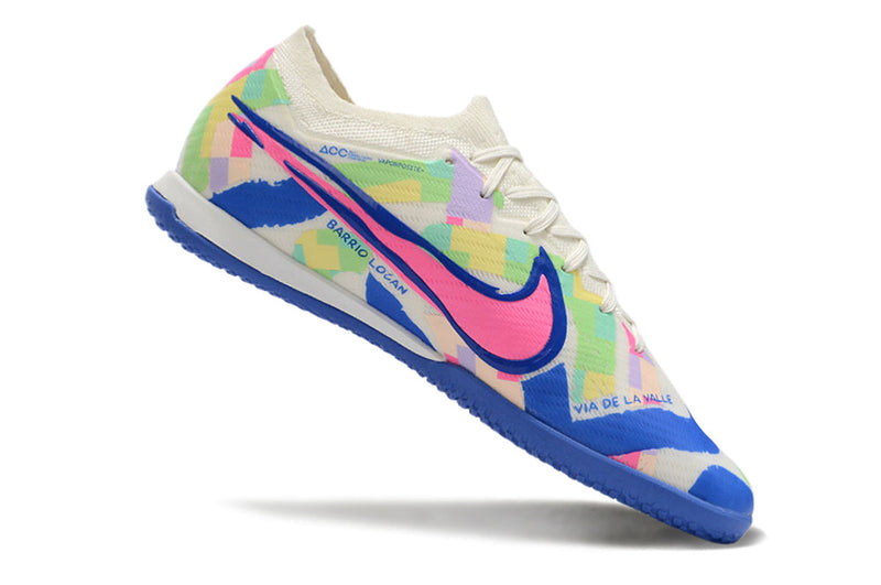 Chuteira Futsal Nike Air Zoom Mercurial Vapor 15 Elite IC Branca, Azul e Rosa