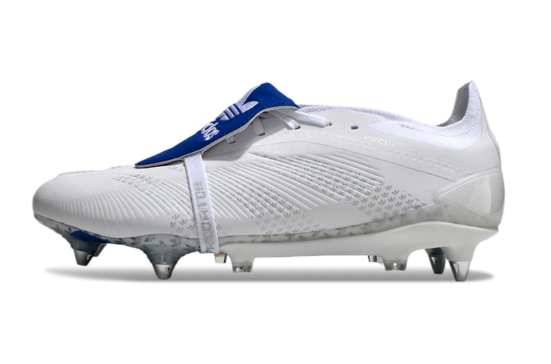 Chuteira Campo Adidas Predator Elite FT 30 Ponta de Aluminio Branca e Azul "Kvara 7"