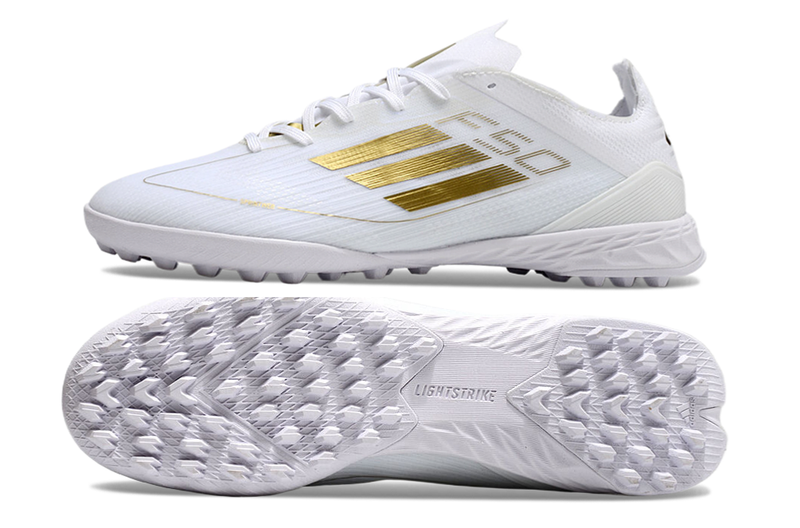 Societat de Botes de Futbol Adidas F50 TF Blanc i Or "Day Spark Pack" 