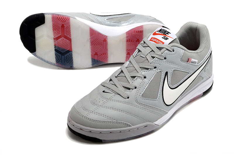 Supreme x Nike SB Gato IC Grey and White Futsal Boot