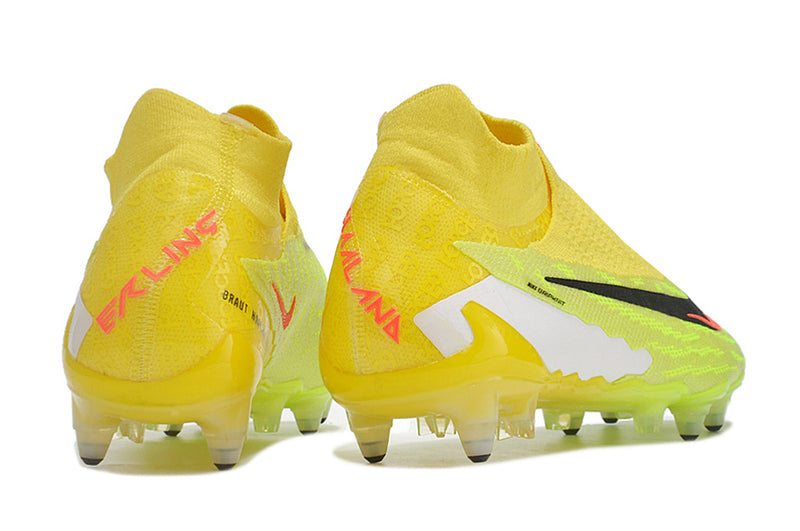 Bota de futbol Nike Phantom GX DF Elite groc i verd amb punta d'alumini "Haaland"