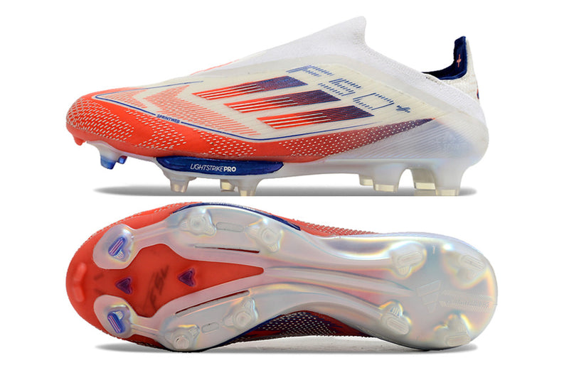 Botes de futbol Adidas F50+ LL FG blanc, blau i vermell "Paquet avançat"