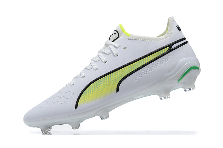 Puma King Ultimate FG White and Green "Pursuit Pack" Field Boots