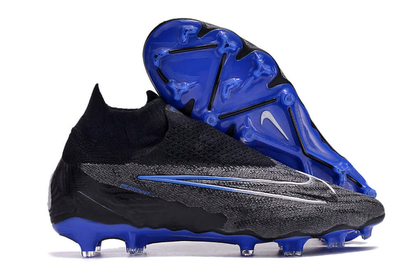 Precisão é com a Chuteira de Campo Nike Phantom GX DF Elite FG Preta e Azul "Black Pack" na Farda de Boleiro, Garanta a qualidade de Jogadores Profissionais