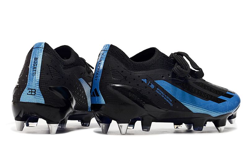 Adidas X Crazyfast.1 Aluminum Spike Black and Blue "Bugatti" Field Cleats 