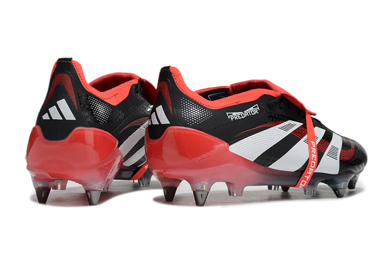 Chuteira Campo Adidas Predator Elite FT 30 Ponta de Aluminio Preta e Vermelha "Stealth Victory"