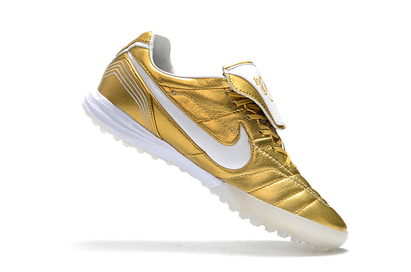 Nike Retro Tiempo Legend 7 Elite TF Gold and White R10 Society Football Boots 