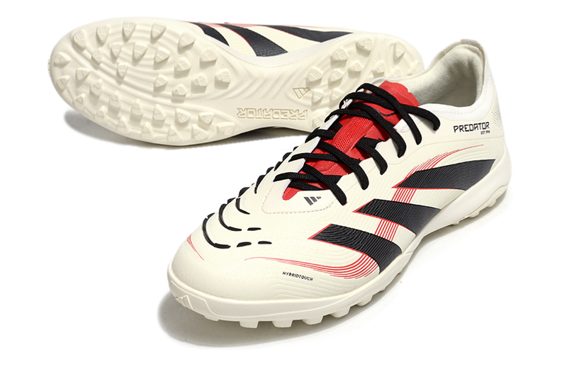 Chuteira Society Adidas Predator Elite TF Bege, Vermelha e Preta