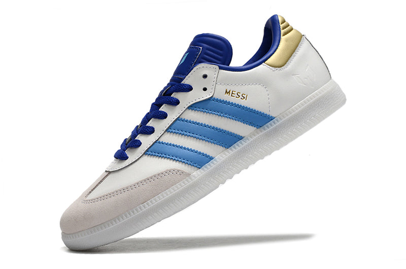 Adidas Lionel Messi x Samba IC Futsal Boot White, Blue and Gold