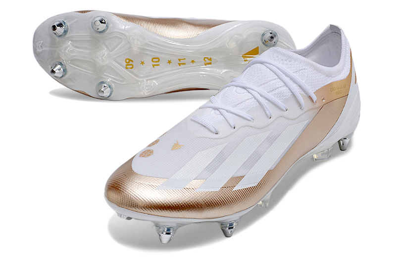 Adidas X Crazyfast Messi.1 White Aluminum Spike "El Ocho" Field Cleats