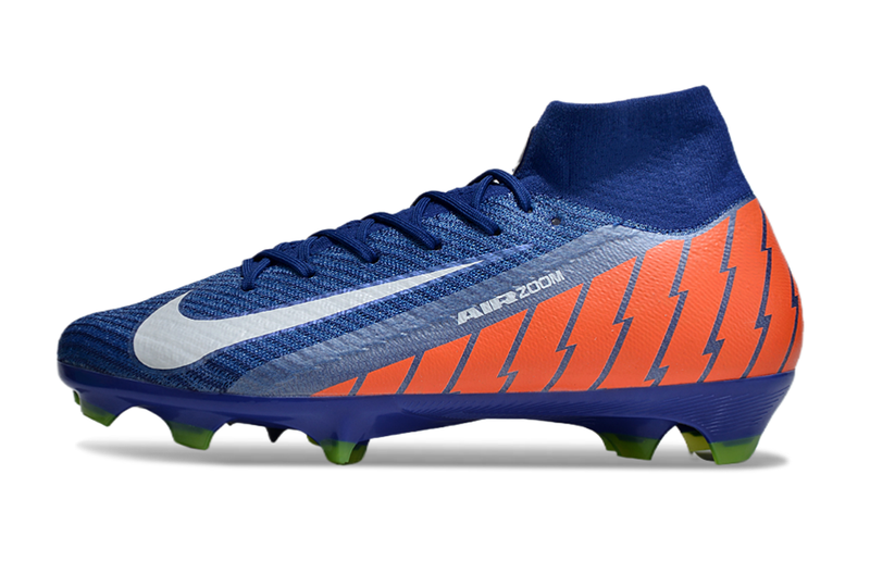 Chuteira Campo Nike Air Zoom Mercurial Superfly 10 Elite FG Azul, Verde e Laranja