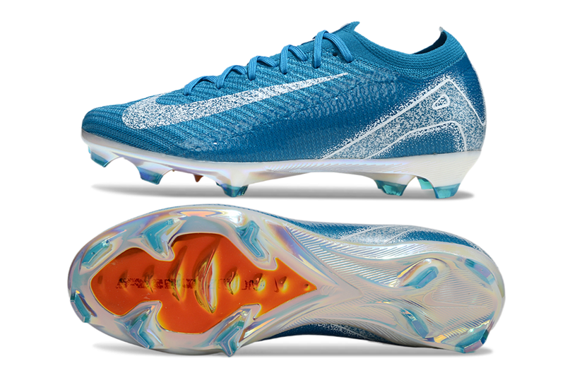 Chuteira Campo Nike Air Zoom Mercurial Vapor 16 Elite FG Azul e Branca