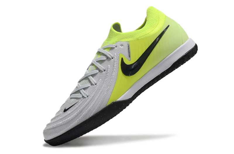 Chuteira Futsal Nike Phantom GX 2 Elite IC Cinza e Verde "Mad Voltage"