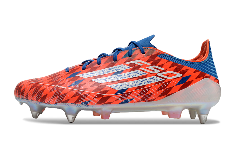 Adidas F50 Aluminum Spike Field Cleats Red and Blue 