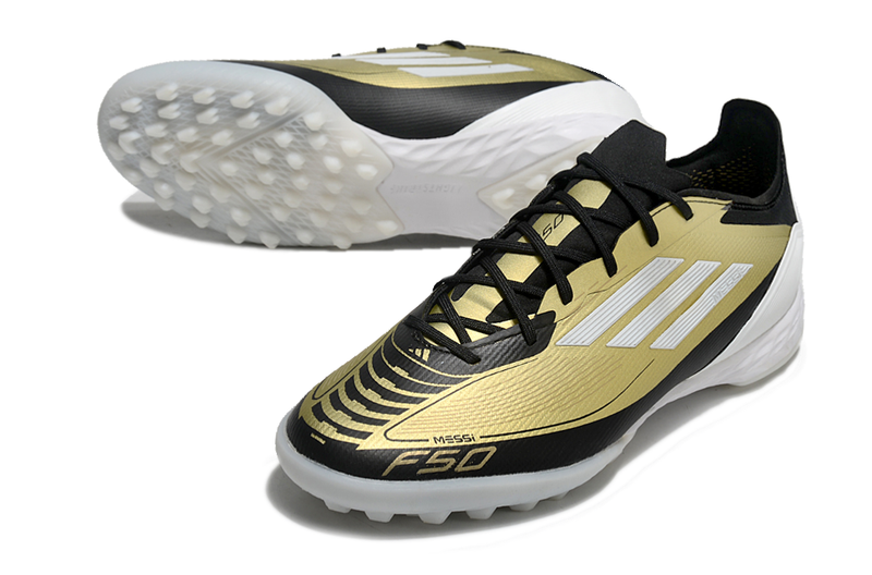 Chuteira Society Adidas F50 TF Dourada "Triunfo Dorado"