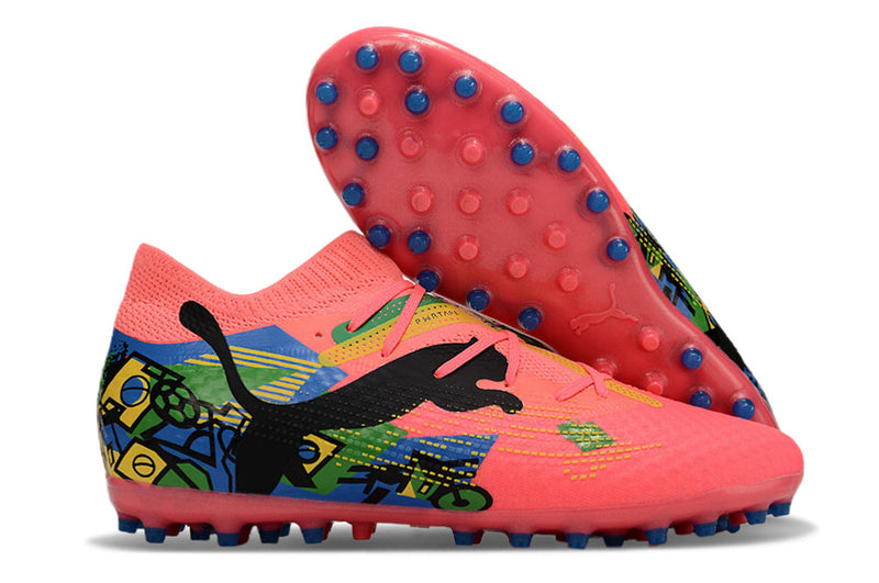 Puma Future 7 MG Pink, Blue, Green and Yellow "Brazil Pack" Soccer Cleats 