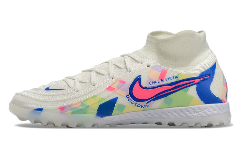 Botes de futbol Nike Phantom Luna 2 Elite TF blanc, blau i rosa