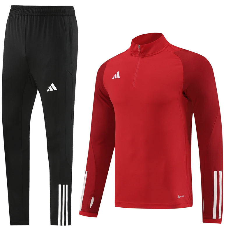 Conjunt de clima fred d'entrenament vermell i negre d'Adidas