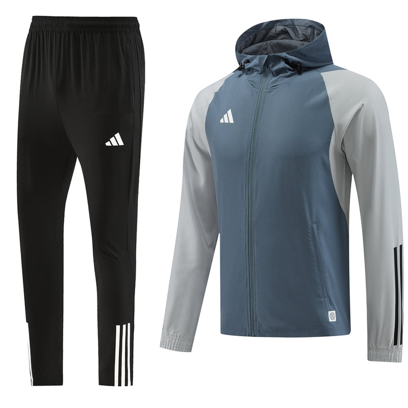 Conjunto de Moletom Adidas Sportswear com Touca Cinza e Preto