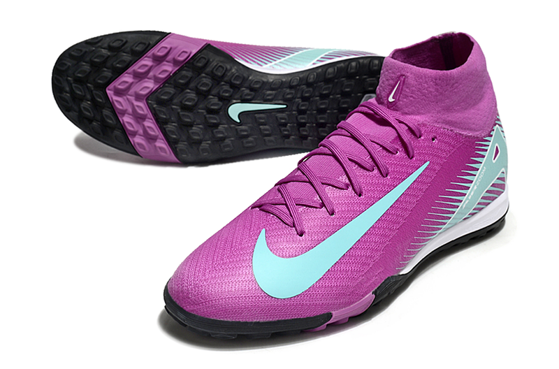 Chuteira Society Nike Air Zoom Mercurial Superfly 10 Elite TF Roxo e Verde