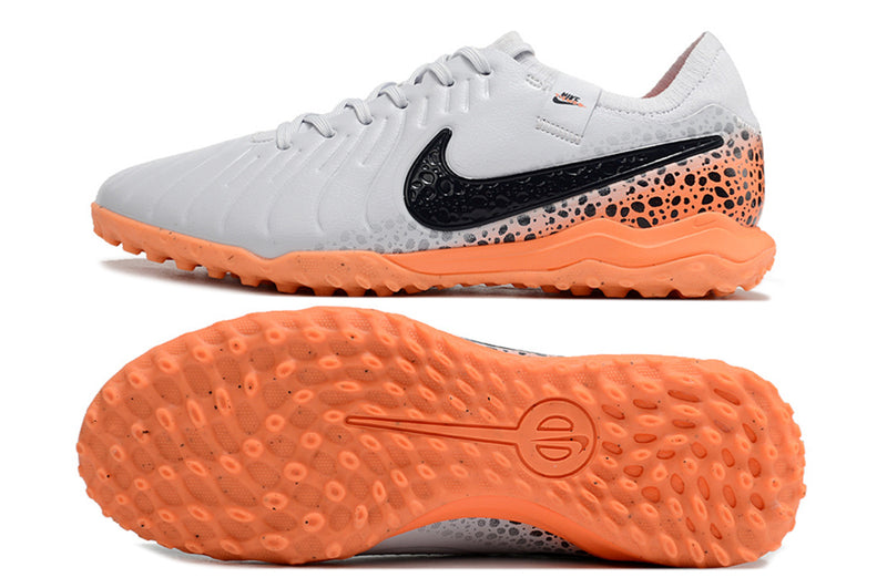 Nike Tiempo Legend 10 Pro TF White, Black and Orange "Electric Pack" Society Football Boots 