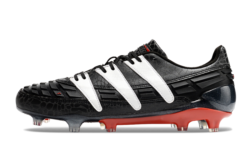 Chuteira Campo Adidas Predator Accelerator FG Preta Branca e Vermelho