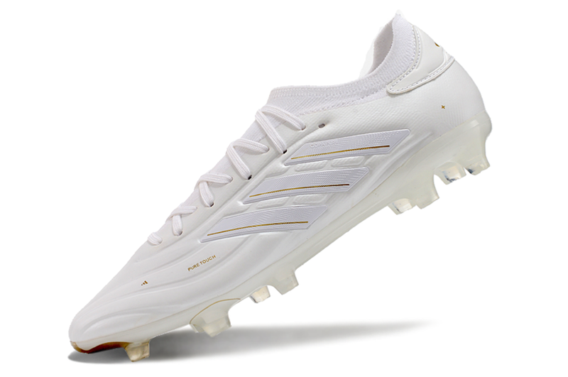 Chuteira Campo Adidas Copa Pure II + FG Branca e Dourada