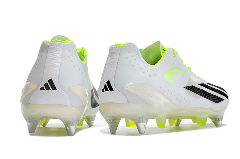 Bota de futbol Adidas X Crazyfast+ blanca i verda amb punta d'alumini "Crazyrush"