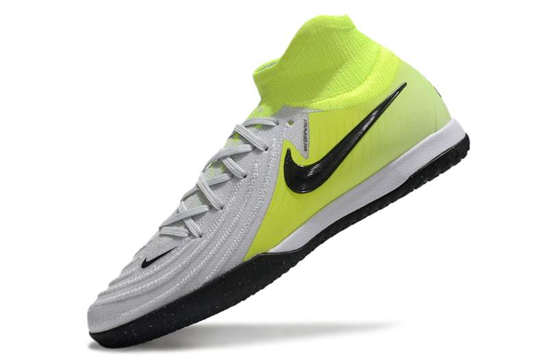 Chuteira Futsal Nike Phantom Luna 2 Elite IC Cinza e Verde "Mad Voltage"