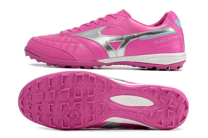 Botes de futbol Mizuno Morelia Sala Japan TF rosa i plata