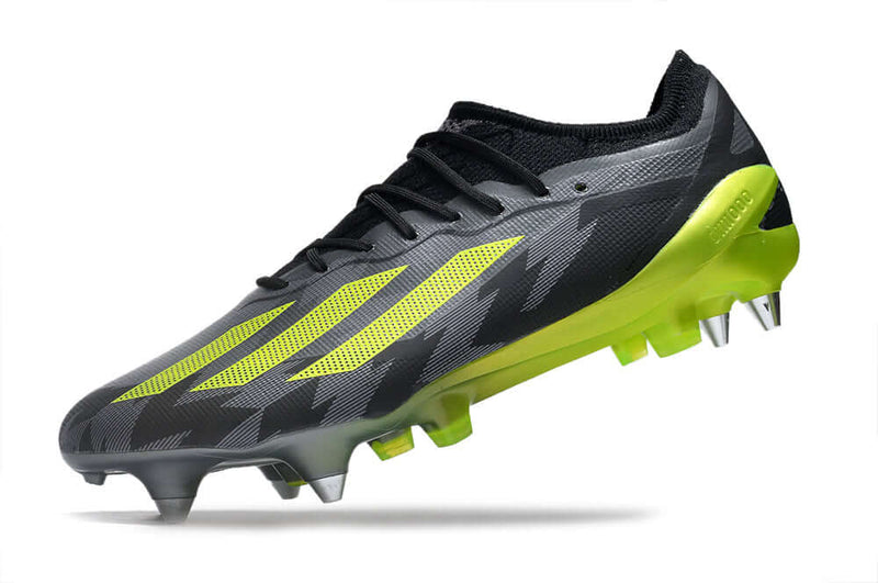 Adidas X CrazyFast.1 Aluminum Spike Black and Green "Crazycharged Pack" Field Football Boots