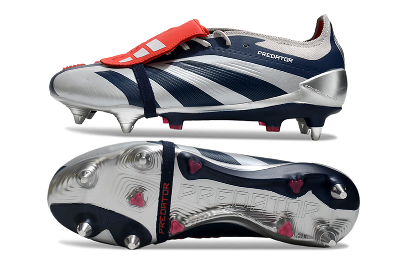 Chuteira Campo Adidas Predator Elite FT 30 Ponta de Aluminio Prata e Azul "Roteiro Pack"