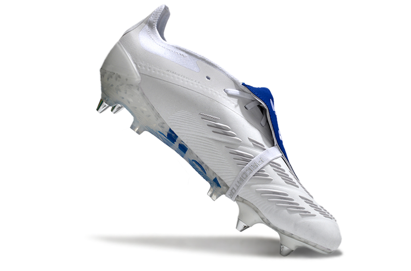 Chuteira Campo Adidas Predator Elite FT 30 Ponta de Aluminio Branca e Azul "Kvara 7"