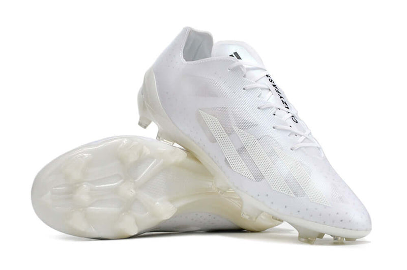 Velocidade é com a nova Adidas X CrazyFast Luxury.1 LL FG Branca "Prada Pack" na Farda de Boleiro, Garanta a qualidade de Jogadores Profissionais Elite!