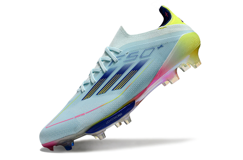 Botes de futbol Adidas F50+ FG blau, rosa i groc "Paquet de botes olímpiques" 