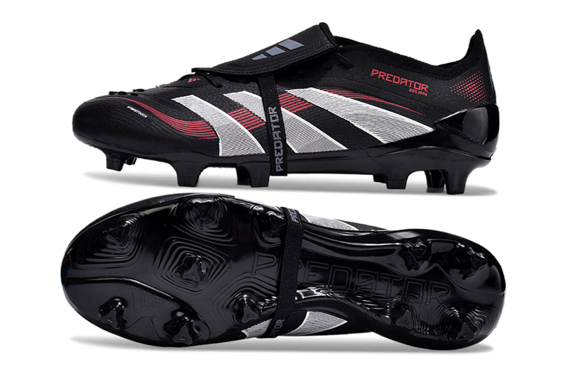 Chuteira Campo Adidas Predator FT 30 Elite FG Preta e Vermelha "Stealth Victory"