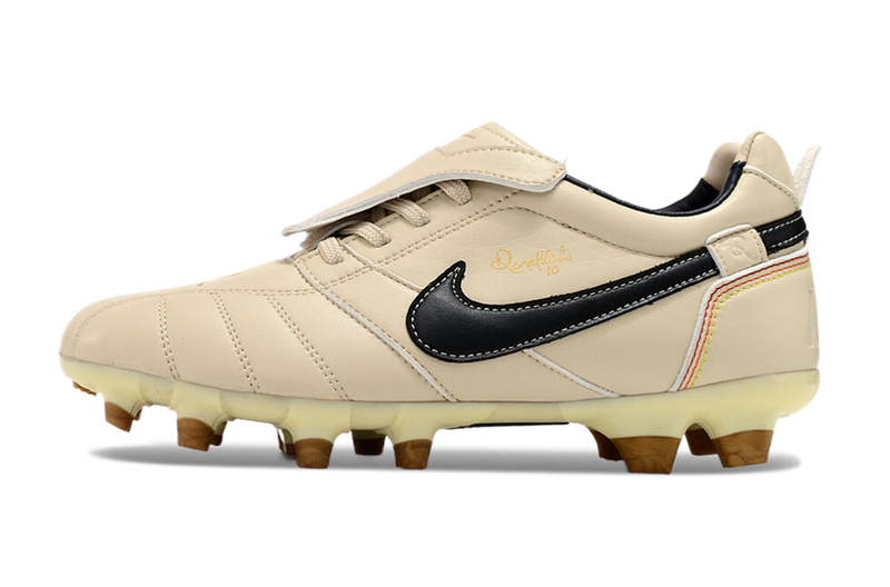 Chuteira Campo Nike Retrô Tiempo Legend R10 Elite Bege e Preta