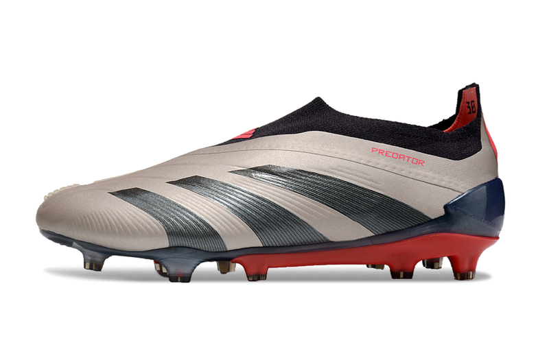 Chuteira Campo Adidas Predator LL Elite FG Prata, Preto e Vermelho "Vivid Horizon Pack"