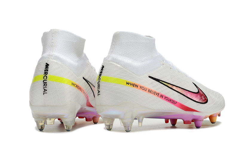 Nike Air Zoom Mercurial Superfly 9 Elite Aluminum Spike White and Pink "Rashford" Field Cleats