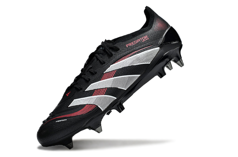 Chuteira Campo Adidas Predator Elite Ponta de Aluminio Preta e Vermelha "Stealth Victory"