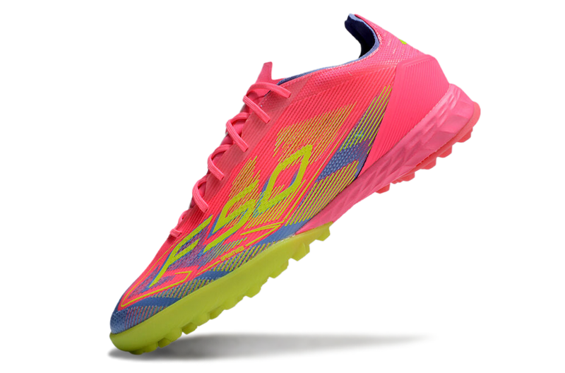 Chuteira Society Adidas F50 TF Rosa, Verde e Azul