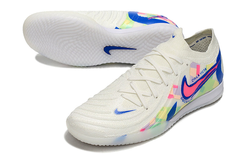 Chuteira Futsal Nike Phantom GX 2 Elite IC Branco, Azul e Rosa