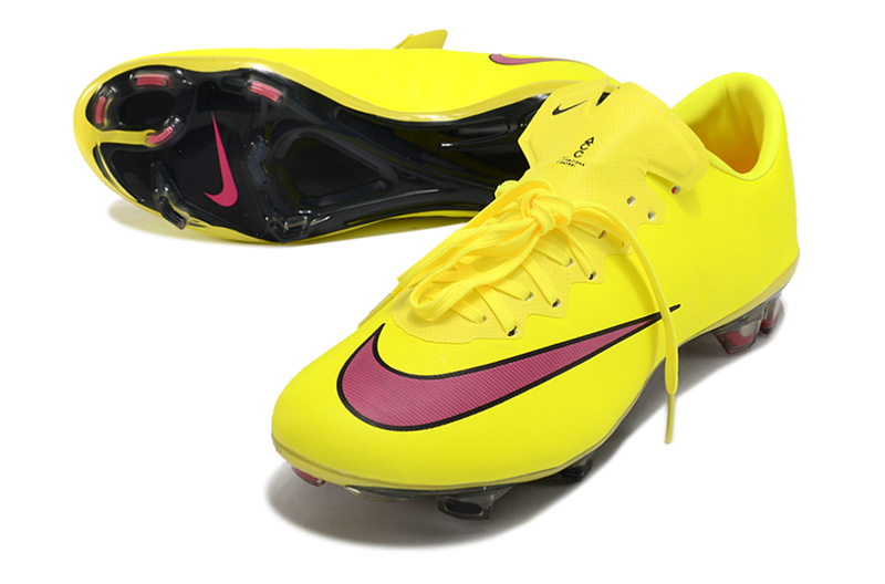 Botes de futbol Nike Retro Mercurial Vapor 10 FG grogues i rosas 