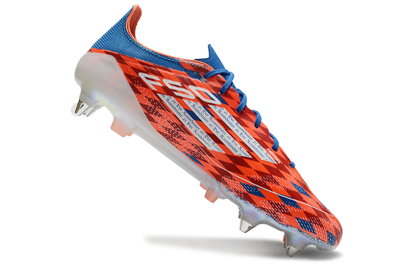 Botes de futbol Adidas F50 Punta d'alumini vermell i blau 