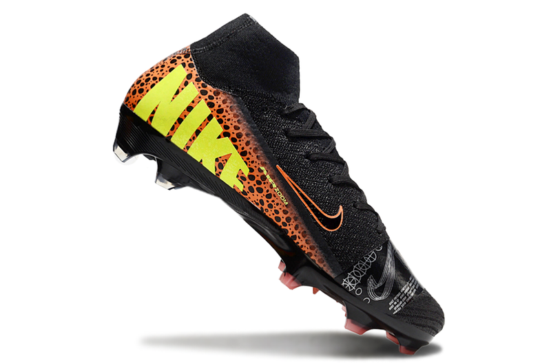 Chuteira Campo Nike Air Zoom Mercurial Superfly 10 Elite FG Preta e Laranja