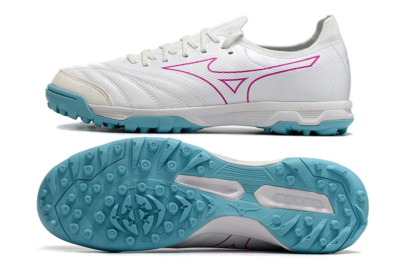 Tenha muito mais CONFORTO com a Mizuno Morelia Neo Beta Society Branca, Azul e Rosa na Farda de Boleiro, Garanta a qualidade de Jogadores Profissionais Elite!