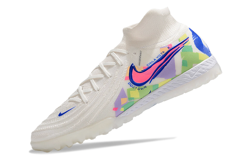 Botes de futbol Nike Phantom Luna 2 Elite TF blanc, blau i rosa