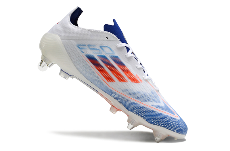 Bota de futbol Adidas F50 Aluminum Toe Blanc, Blau i Vermell "Advancement Pack" 